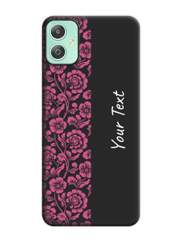 Custom Pink Floral Pattern Design With Custom Text On Space Black Custom Soft Matte Mobile Back Cover - Galaxy M05