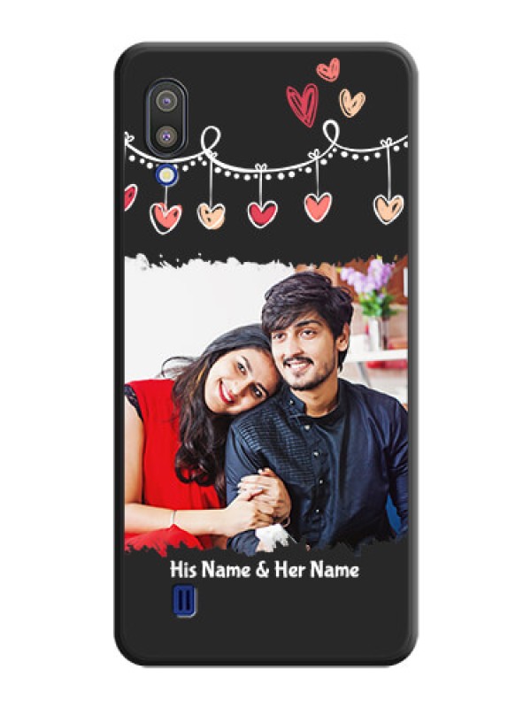 Custom Pink Love Hangings with Name on Space Black Custom Soft Matte Phone Cases - Galaxy M10