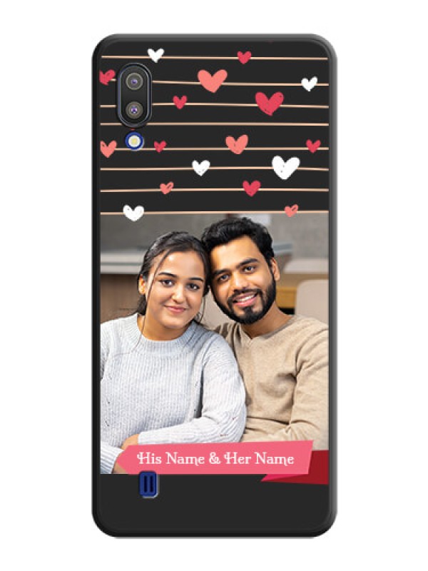 Custom Love Pattern with Name on Pink Ribbon  on Photo on Space Black Soft Matte Back Cover - Galaxy M10