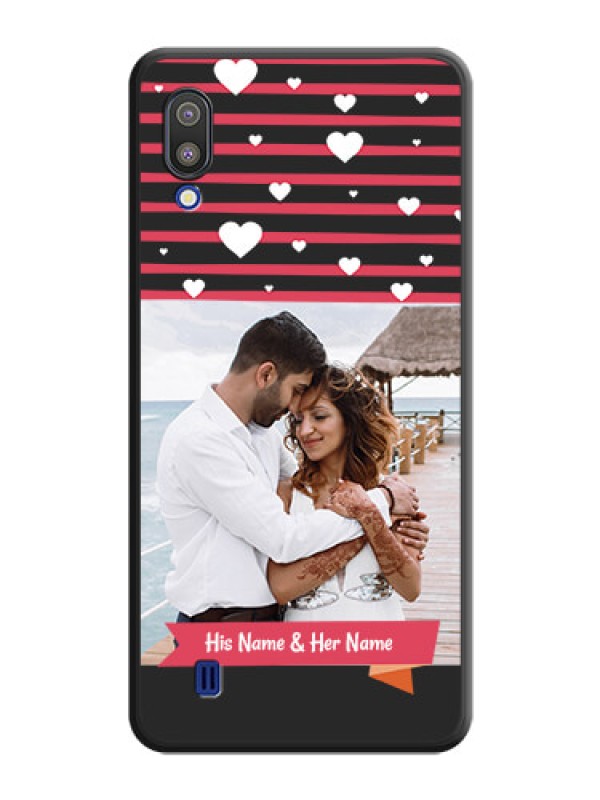 Custom White Color Love Symbols with Pink Lines Pattern on Space Black Custom Soft Matte Phone Cases - Galaxy M10