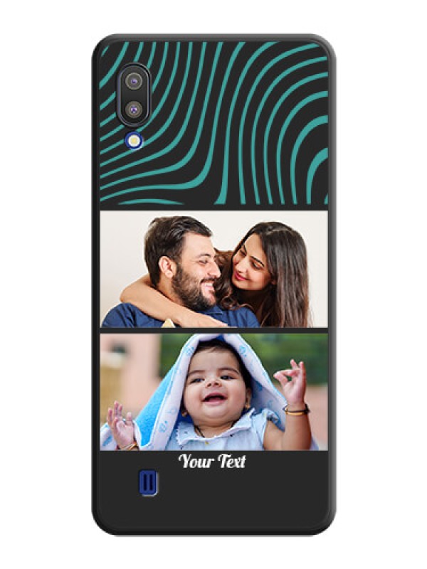 Custom Wave Pattern with 2 Image Holder on Space Black Personalized Soft Matte Phone Covers - Galaxy M10