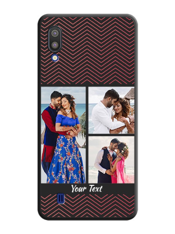 Custom Wave Pattern with 3 Image Holder on Space Black Custom Soft Matte Back Cover - Galaxy M10