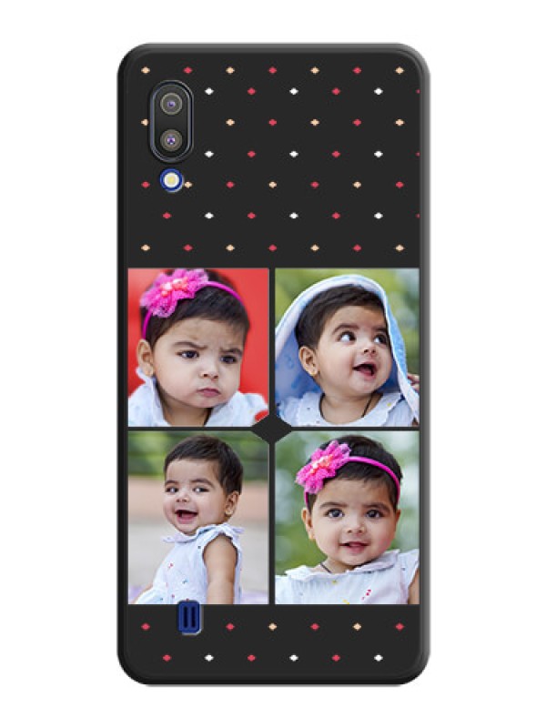 Custom Multicolor Dotted Pattern with 4 Image Holder on Space Black Custom Soft Matte Phone Cases - Galaxy M10