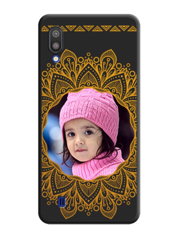 Custom Round Image with Floral Design on Photo on Space Black Soft Matte Mobile Cover - Galaxy M10