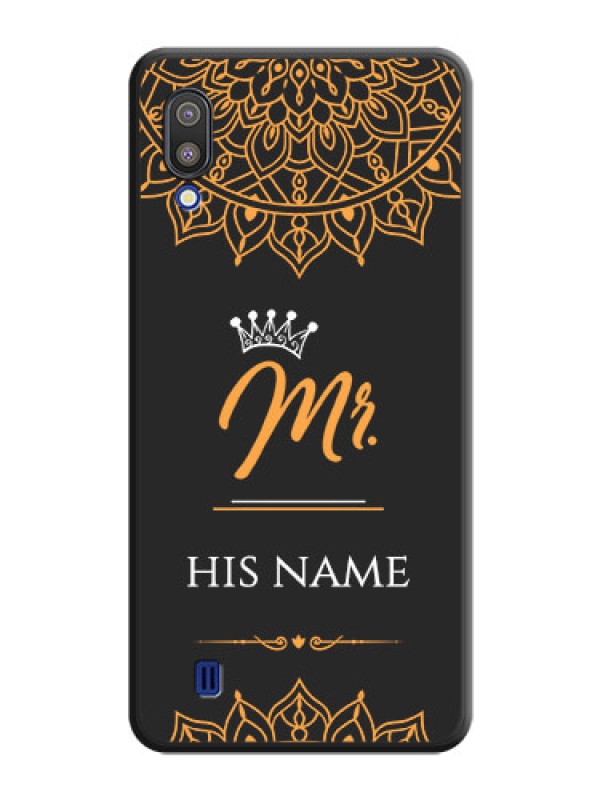Custom Mr Name with Floral Design  on Personalised Space Black Soft Matte Cases - Galaxy M10