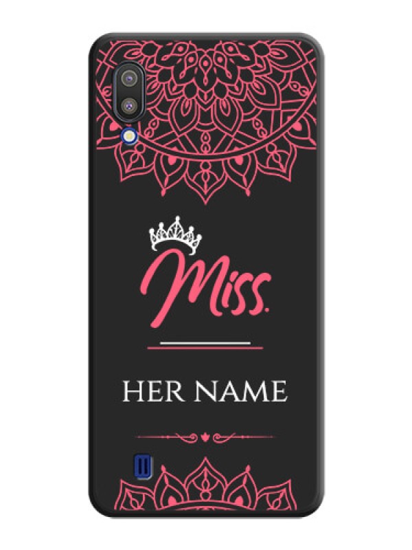 Custom Mrs Name with Floral Design on Space Black Personalized Soft Matte Phone Covers - Galaxy M10