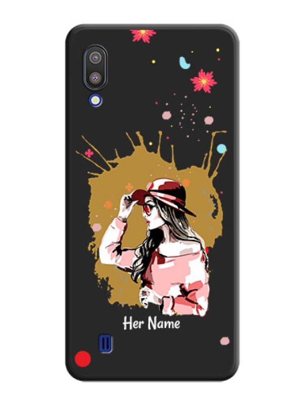 Custom Mordern Lady With Color Splash Background With Custom Text On Space Black Personalized Soft Matte Phone Covers -Samsung Galaxy M10