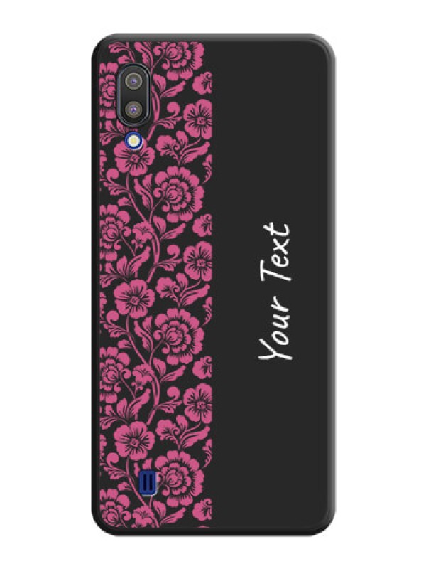 Custom Pink Floral Pattern Design With Custom Text On Space Black Personalized Soft Matte Phone Covers -Samsung Galaxy M10