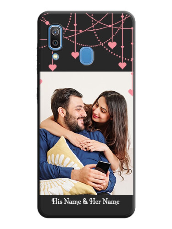 Custom Pink Love Hangings with Text on Space Black Custom Soft Matte Back Cover - Galaxy M10s