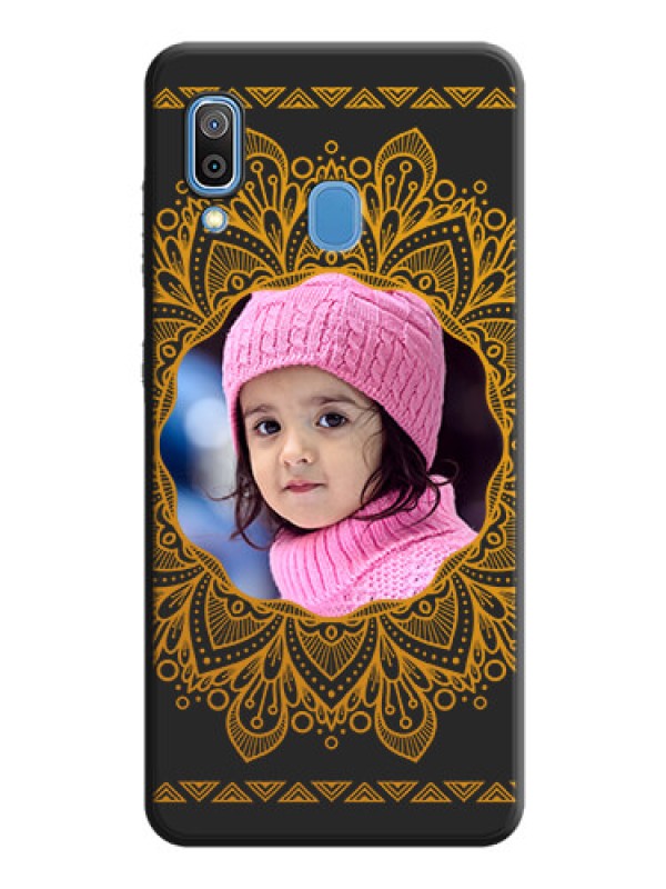 Custom Round Image with Floral Design on Photo on Space Black Soft Matte Mobile Cover - Galaxy M10s