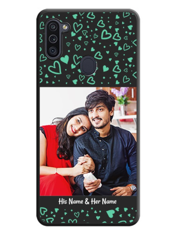 Custom Sea Green Indefinite Love Pattern on Photo on Space Black Soft Matte Mobile Cover - Galaxy M11