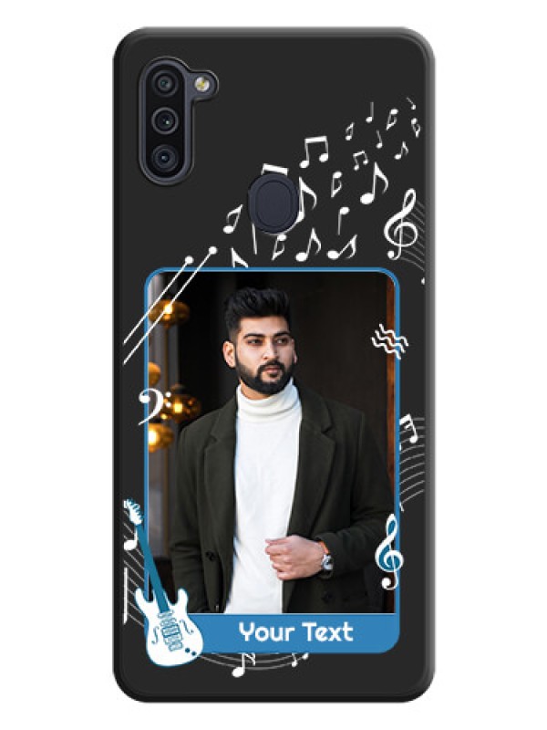 Custom Musical Theme Design with Text on Photo on Space Black Soft Matte Mobile Case - Galaxy M11
