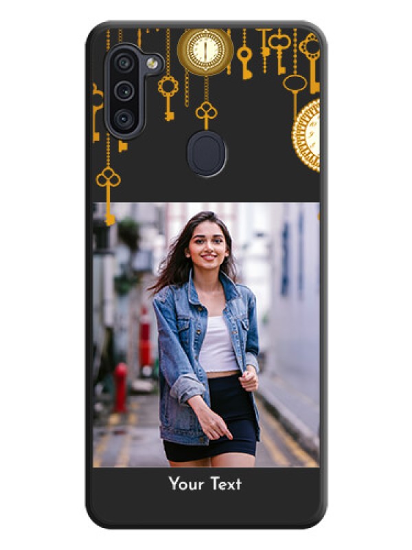 Custom Decorative Design with Text on Space Black Custom Soft Matte Back Cover - Galaxy M11