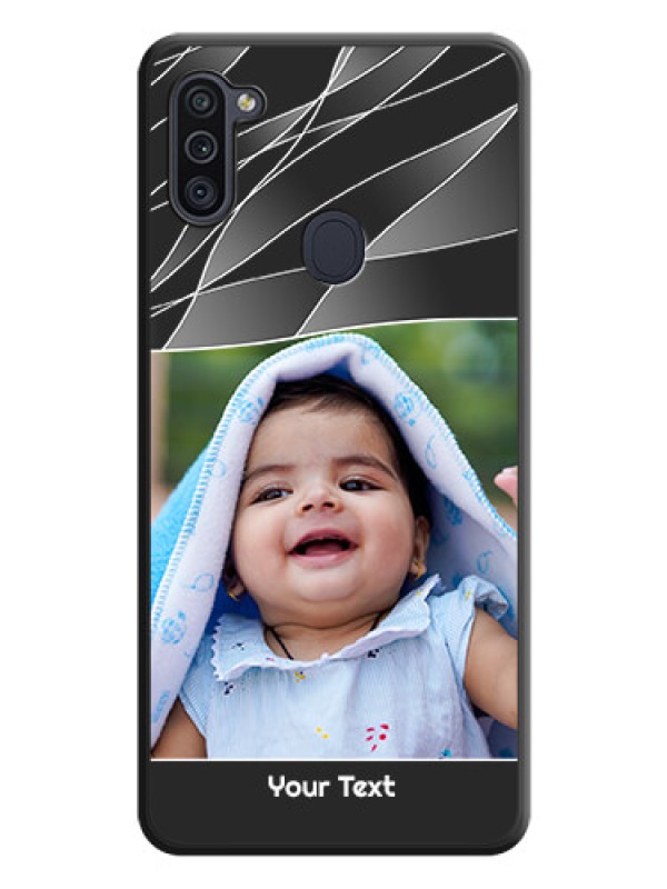 Custom Mixed Wave Lines on Photo on Space Black Soft Matte Mobile Cover - Galaxy M11
