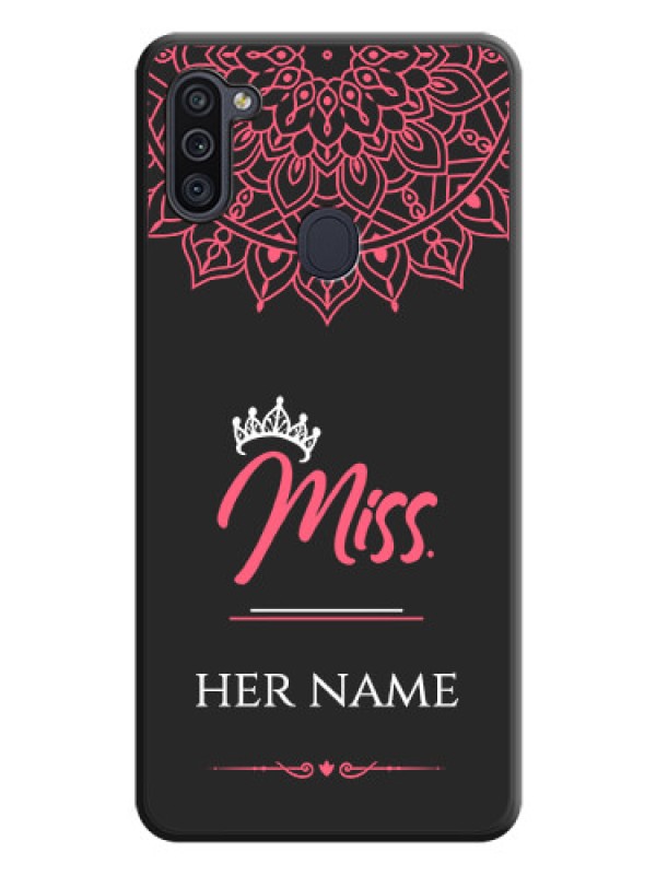 Custom Mrs Name with Floral Design on Space Black Personalized Soft Matte Phone Covers - Galaxy M11