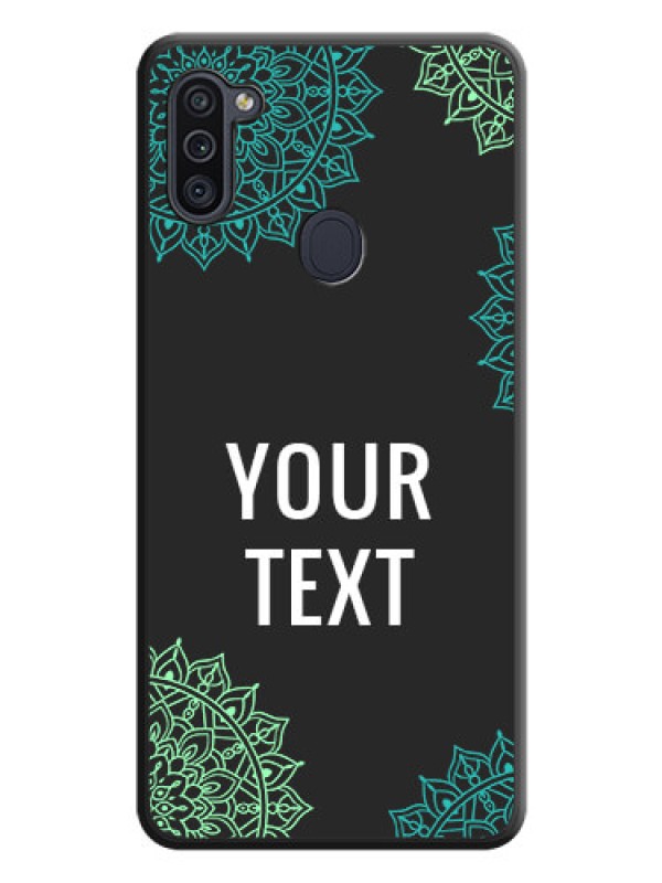 Custom Your Name with Floral Design on Space Black Custom Soft Matte Back Cover - Galaxy M11