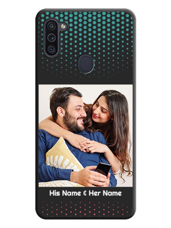 Custom Faded Dots with Grunge Photo Frame and Text on Space Black Custom Soft Matte Phone Cases - Galaxy M11
