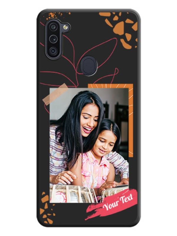 Custom Orange Photo Frame on Space Black Custom Soft Matte Phone Back Cover - Galaxy M11