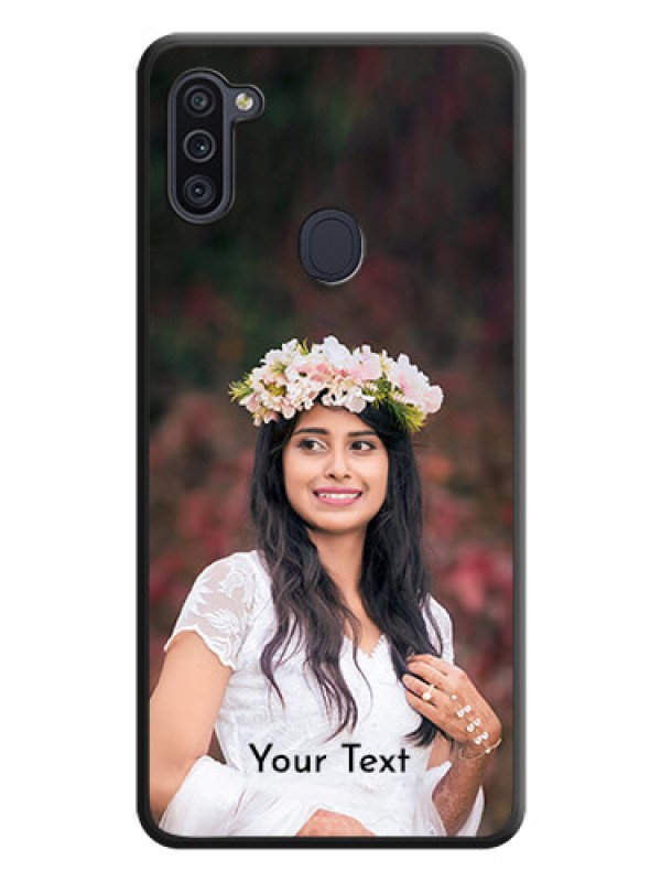 Custom Full Single Pic Upload With Text On Space Black Personalized Soft Matte Phone Covers -Samsung Galaxy M11