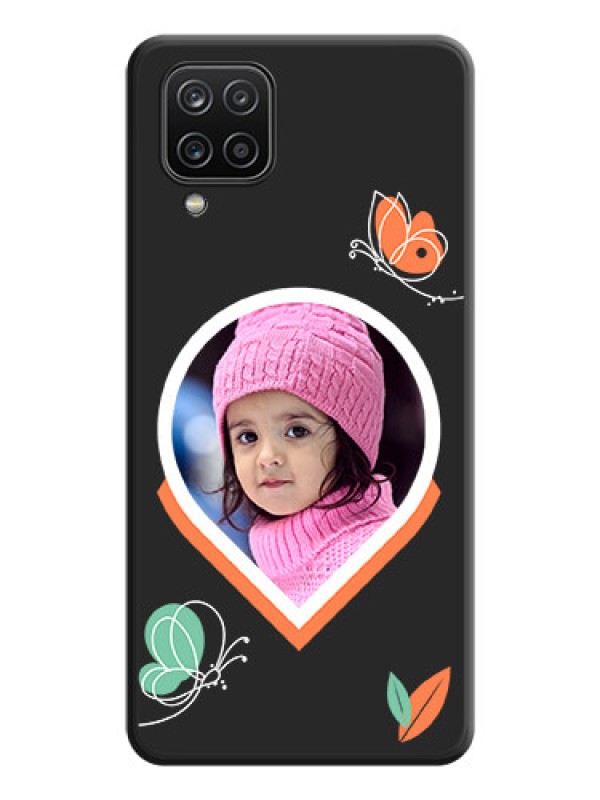 Custom Upload Pic With Simple Butterly Design On Space Black Personalized Soft Matte Phone Covers -Samsung Galaxy M12