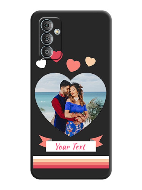Custom Love Shaped Photo with Colorful Stripes on Personalised Space Black Soft Matte Cases - Samsung Galaxy M13 4G