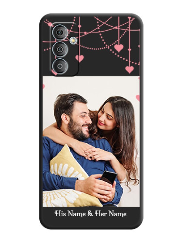 Custom Pink Love Hangings with Text on Space Black Custom Soft Matte Back Cover - Samsung Galaxy M13 4G