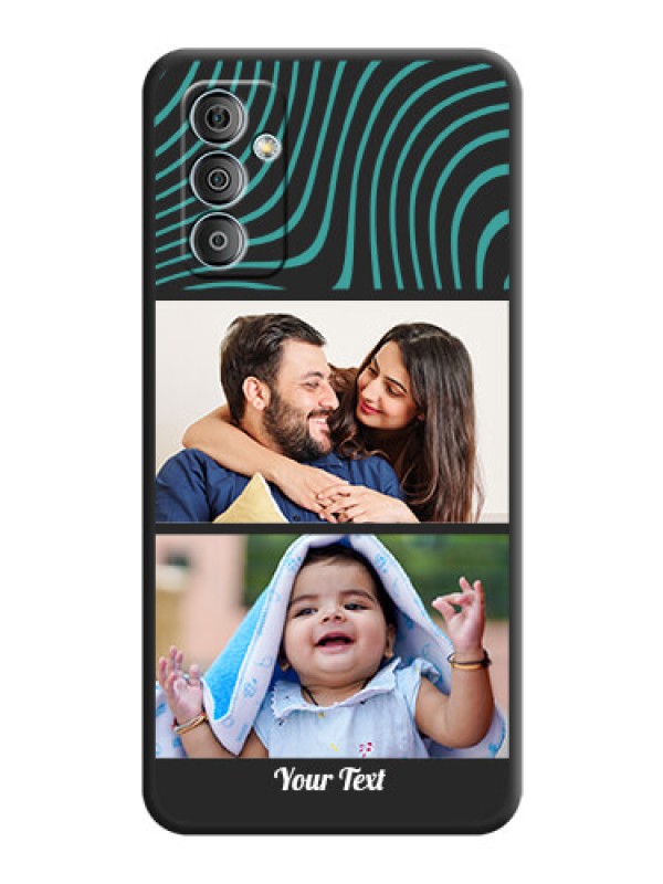 Custom Wave Pattern with 2 Image Holder on Space Black Personalized Soft Matte Phone Covers - Samsung Galaxy M13 4G