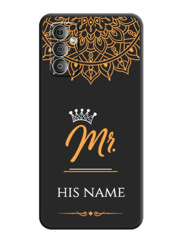 Custom Mr Name with Floral Design  on Personalised Space Black Soft Matte Cases - Samsung Galaxy M13 4G