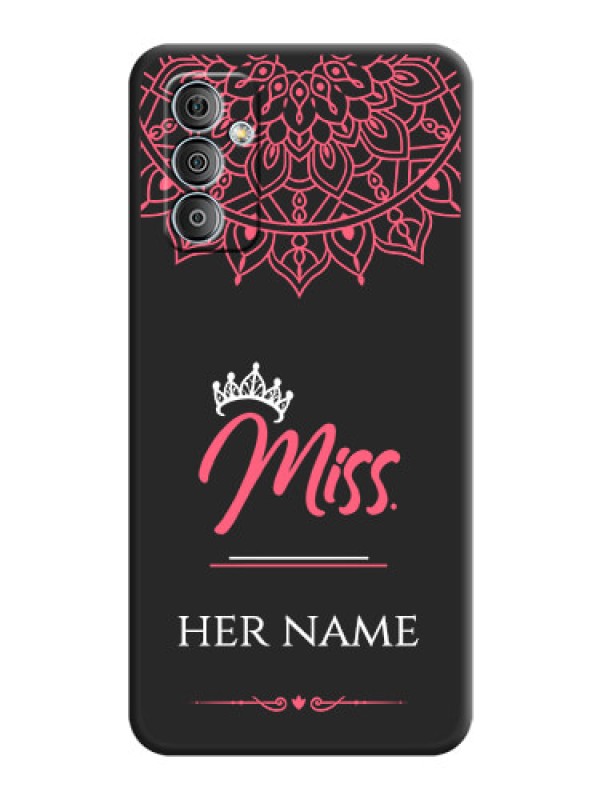 Custom Mrs Name with Floral Design on Space Black Personalized Soft Matte Phone Covers - Samsung Galaxy M13 4G