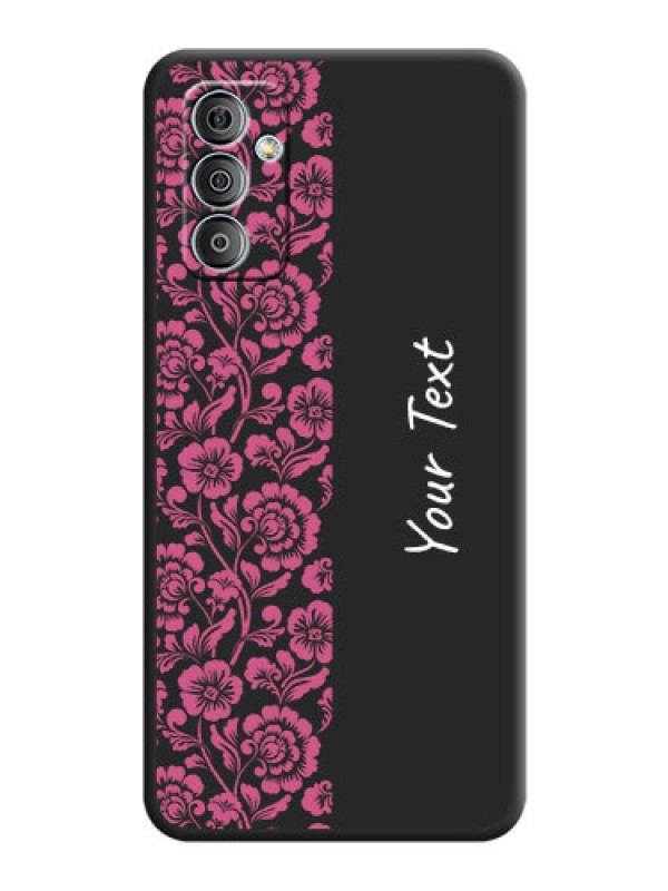 Custom Pink Floral Pattern Design With Custom Text On Space Black Personalized Soft Matte Phone Covers -Samsung Galaxy M13 4G