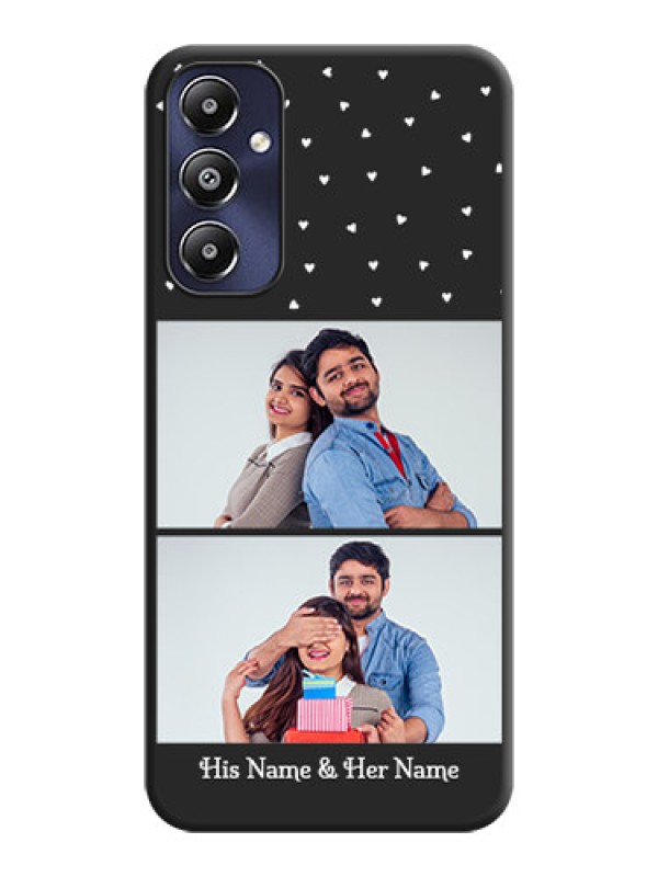 Custom Miniature Love Symbols with Name on Space Black Custom Soft Matte Back Cover - Galaxy M14 4G