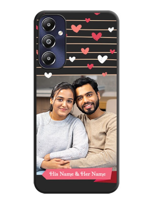 Custom Love Pattern with Name on Pink Ribbon - Photo on Space Black Soft Matte Back Cover - Galaxy M14 4G