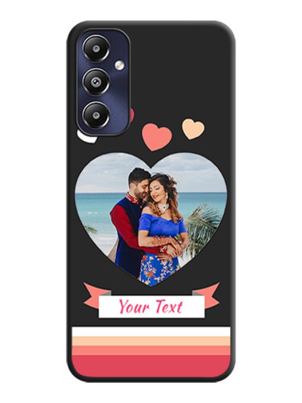Custom Love Shaped Photo with Colorful Stripes on Personalised Space Black Soft Matte Cases - Galaxy M14 4G