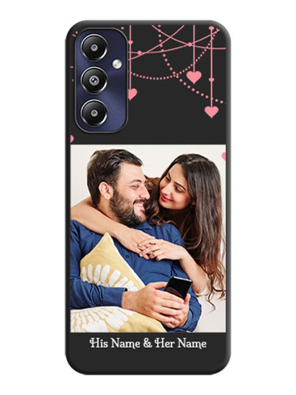 Custom Pink Love Hangings with Text on Space Black Custom Soft Matte Back Cover - Galaxy M14 4G