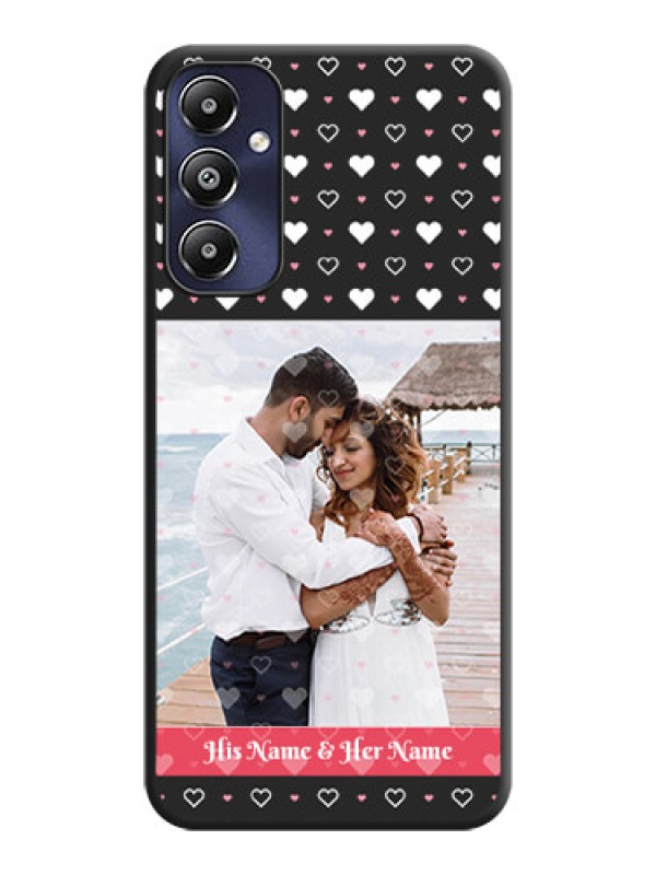 Custom White Color Love Symbols with Text Design - Photo on Space Black Soft Matte Phone Cover - Galaxy M14 4G