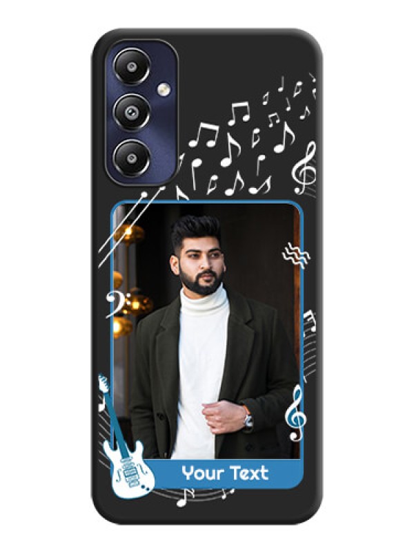Custom Musical Theme Design with Text - Photo on Space Black Soft Matte Mobile Case - Galaxy M14 4G