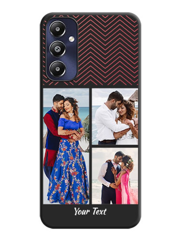 Custom Wave Pattern with 3 Image Holder on Space Black Custom Soft Matte Back Cover - Galaxy M14 4G