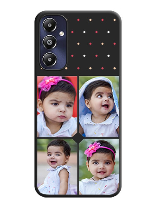 Custom Multicolor Dotted Pattern with 4 Image Holder on Space Black Custom Soft Matte Phone Cases - Galaxy M14 4G