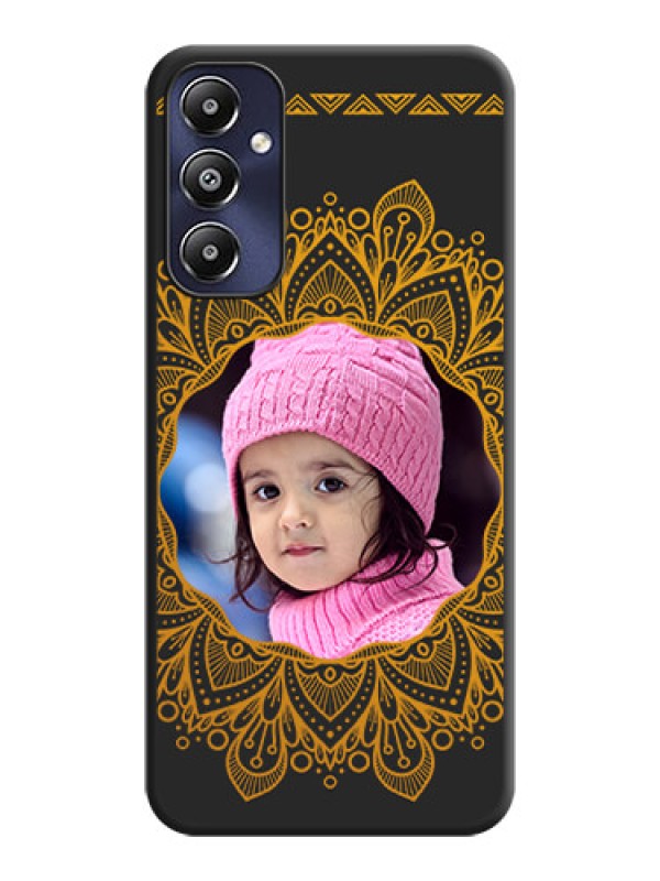 Custom Round Image with Floral Design - Photo on Space Black Soft Matte Mobile Cover - Galaxy M14 4G