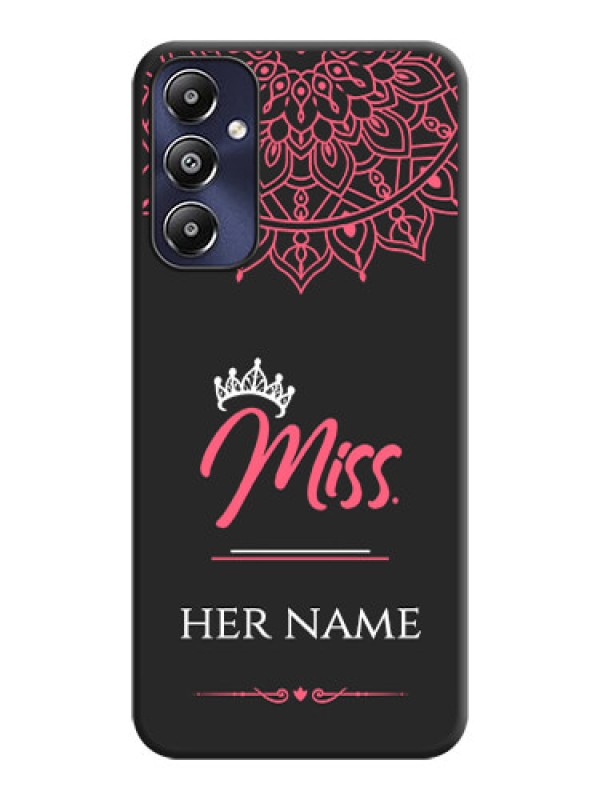 Custom Mrs Name with Floral Design on Space Black Personalized Soft Matte Phone Covers - Galaxy M14 4G