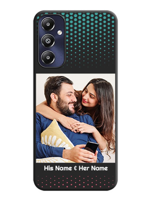 Custom Faded Dots with Grunge Photo Frame and Text on Space Black Custom Soft Matte Phone Cases - Galaxy M14 4G