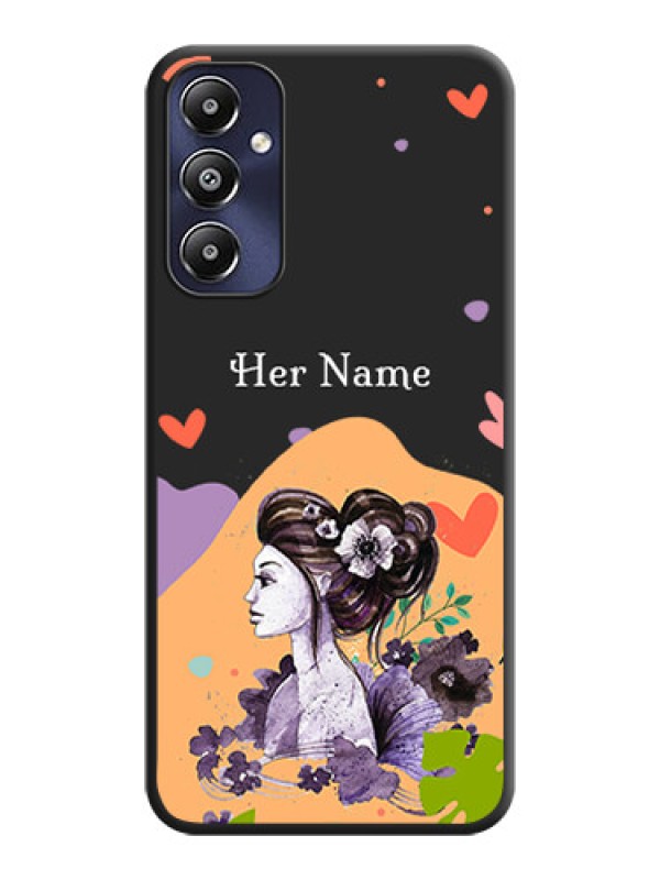 Custom Namecase For Her With Fancy Lady Image On Space Black Personalized Soft Matte Phone Covers - Galaxy M14 4G