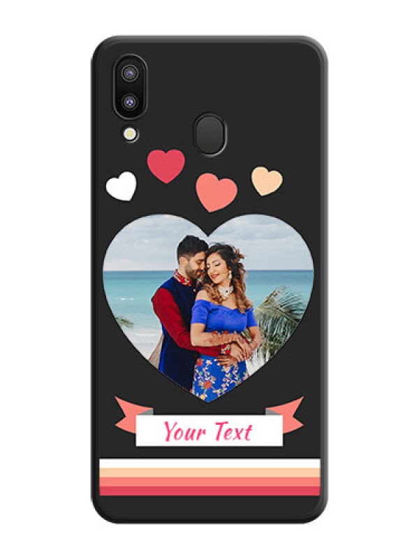 Custom Love Shaped Photo with Colorful Stripes on Personalised Space Black Soft Matte Cases - Galaxy M20