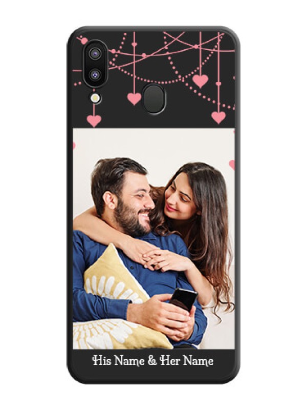 Custom Pink Love Hangings with Text on Space Black Custom Soft Matte Back Cover - Galaxy M20