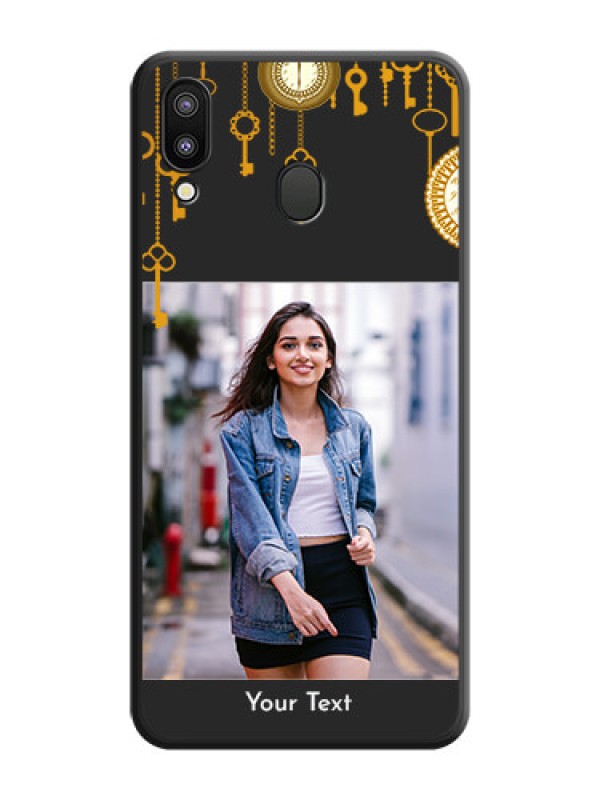 Custom Decorative Design with Text on Space Black Custom Soft Matte Back Cover - Galaxy M20