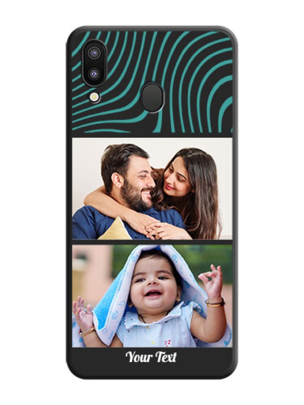 Custom Wave Pattern with 2 Image Holder on Space Black Personalized Soft Matte Phone Covers - Galaxy M20