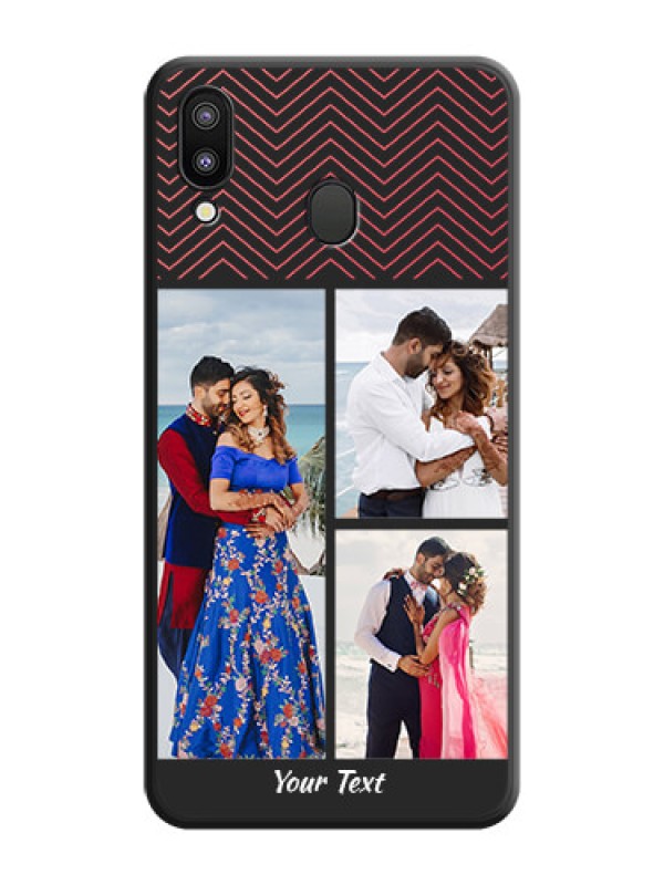 Custom Wave Pattern with 3 Image Holder on Space Black Custom Soft Matte Back Cover - Galaxy M20