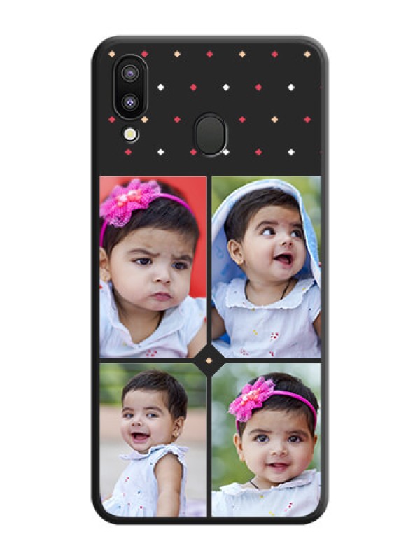 Custom Multicolor Dotted Pattern with 4 Image Holder on Space Black Custom Soft Matte Phone Cases - Galaxy M20