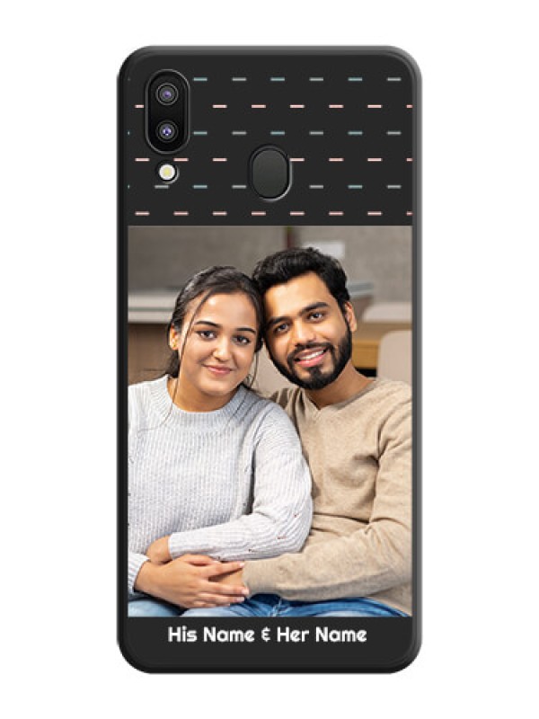 Custom Line Pattern Design with Text on Space Black Custom Soft Matte Phone Back Cover - Galaxy M20