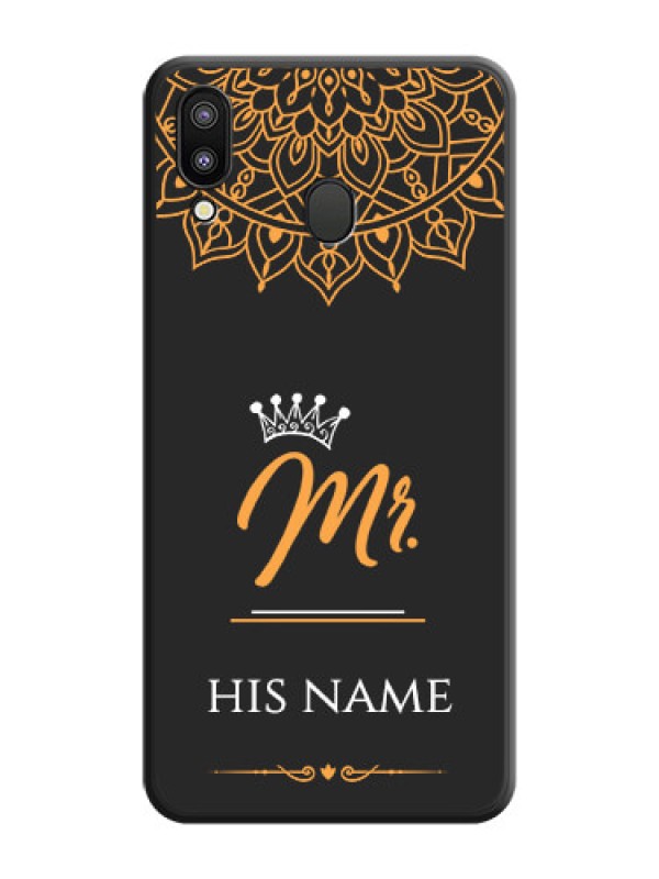 Custom Mr Name with Floral Design  on Personalised Space Black Soft Matte Cases - Galaxy M20